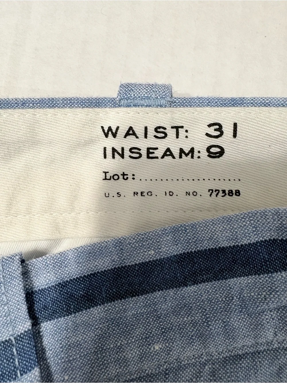 Men's J. Crew‎ Stanton Baird McNutt Irish Linen Blue Striped Casual Shorts 31